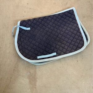 Quilted Navy Saddle Pad with Light Blue Trim